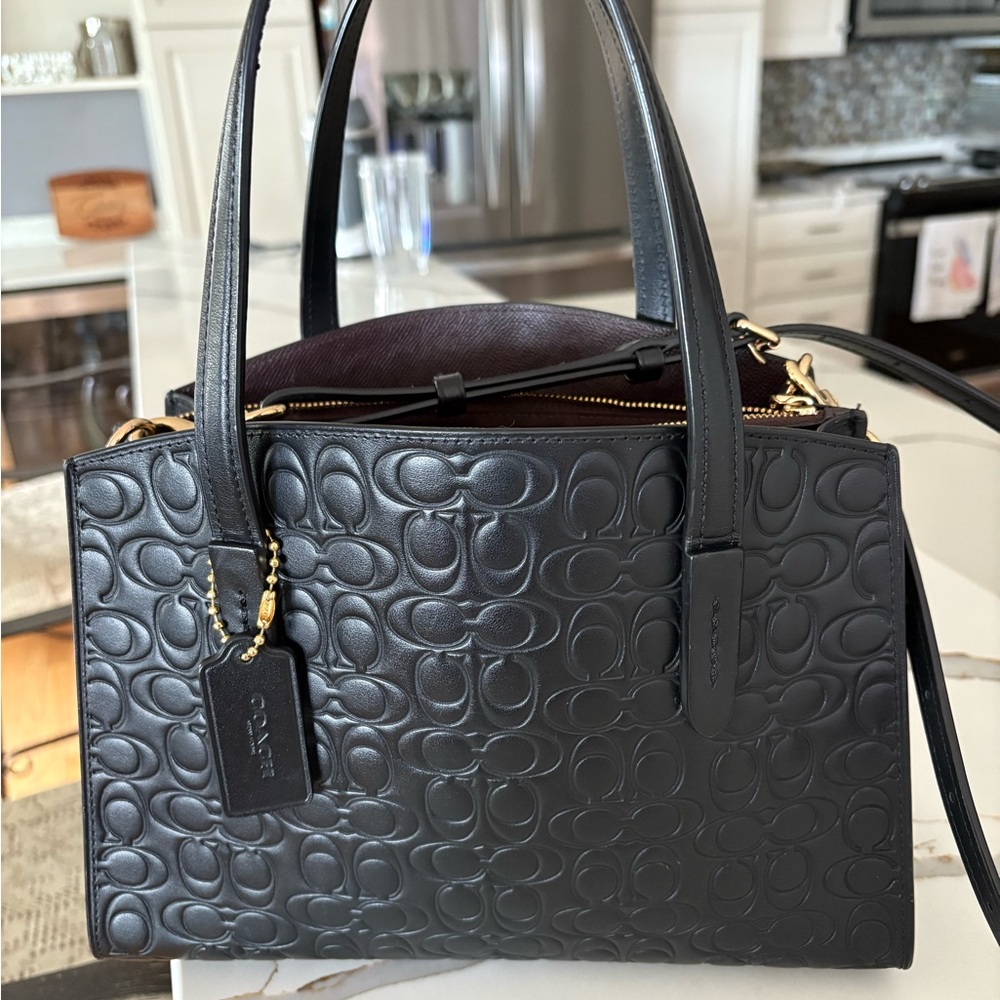 Coach Black Embossed Signature Tote